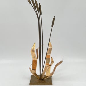 Mid-Century Modern Brutalist Curtis Jere Style Brass Cattails Sculpture