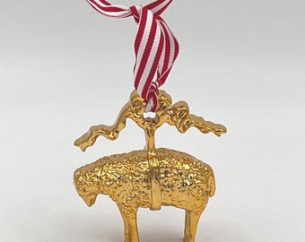 Vintage Brooks Brothers Golden Fleece Logo Woolly Sheep Ornament, Desk Accessory, Table Decor
