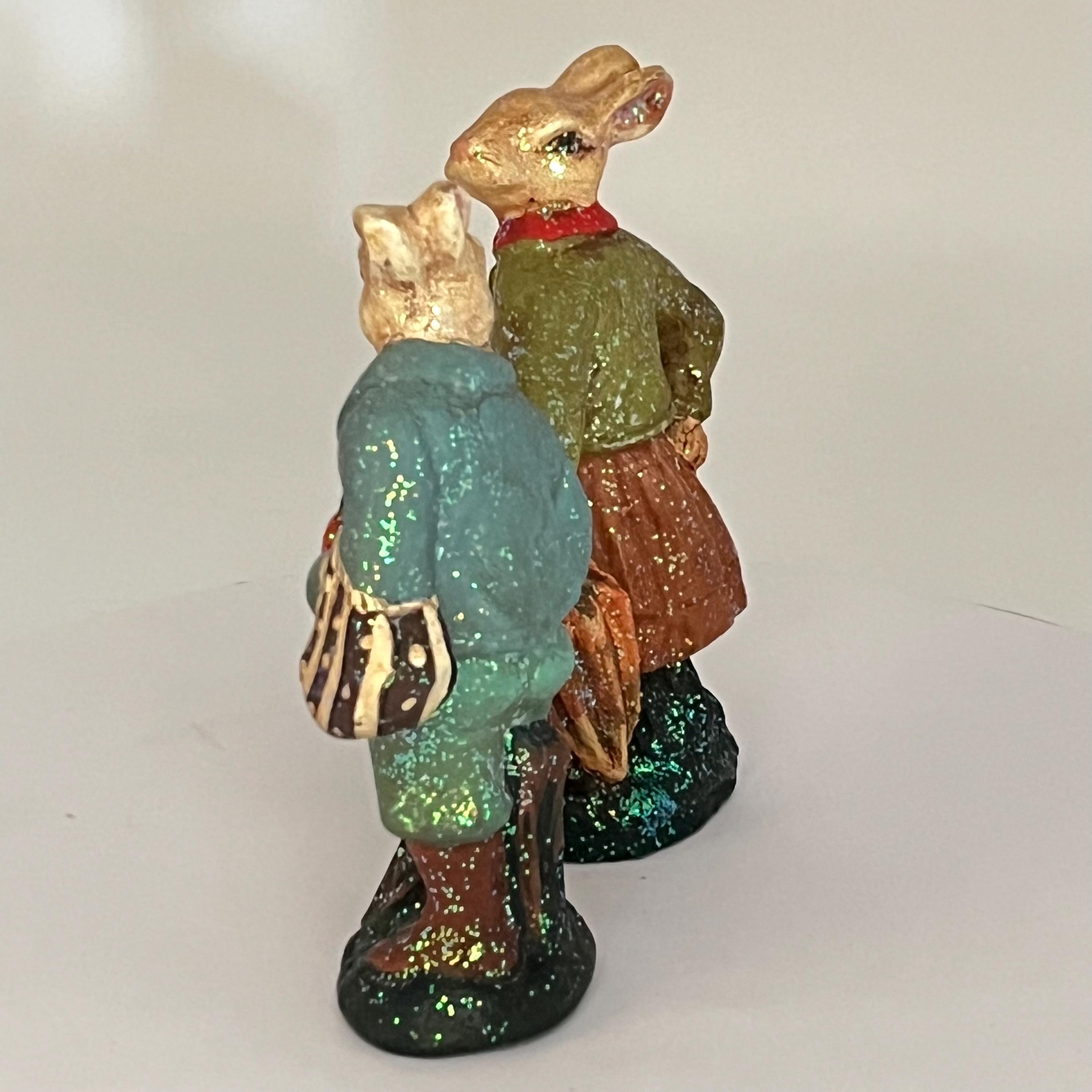 Vintage Victorian Style Plaster Bunny Rabbit Pair Figurines - Etsy