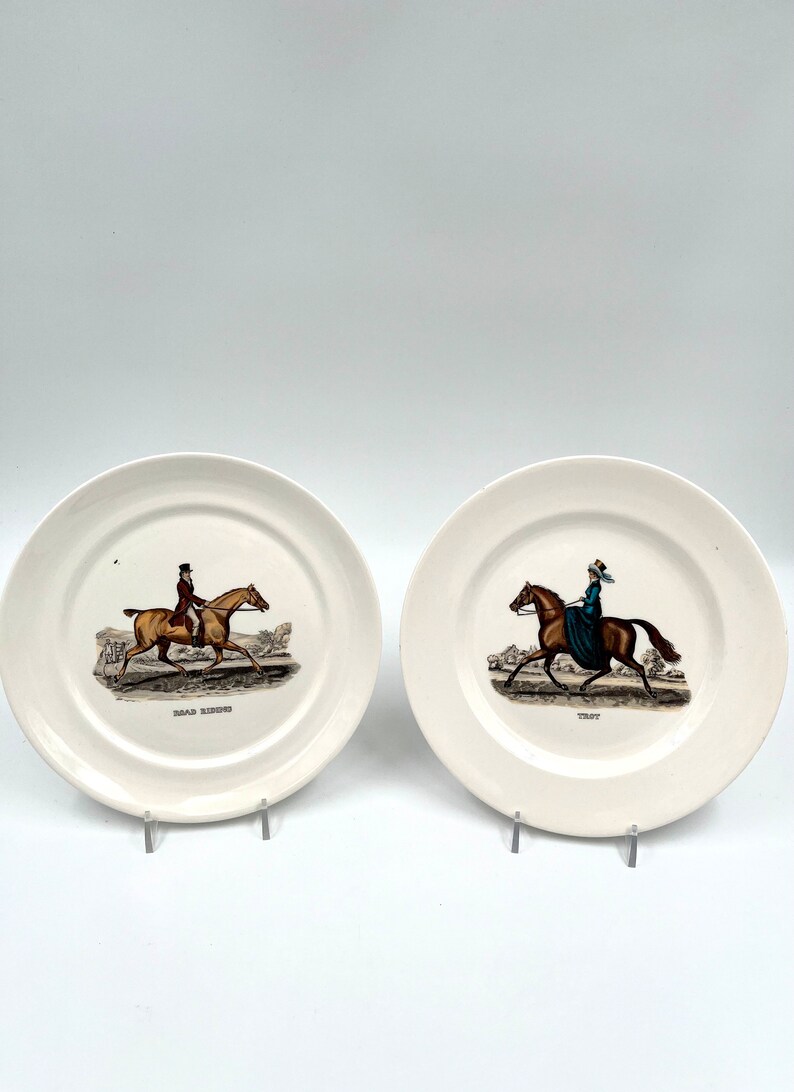 Set of 2 Vintage Equestrian Plates Horse Plates road Riding and trot Etsy