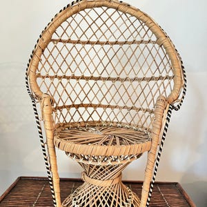 Vintage Mini Peacock Chair Plant Stand or Doll Chair