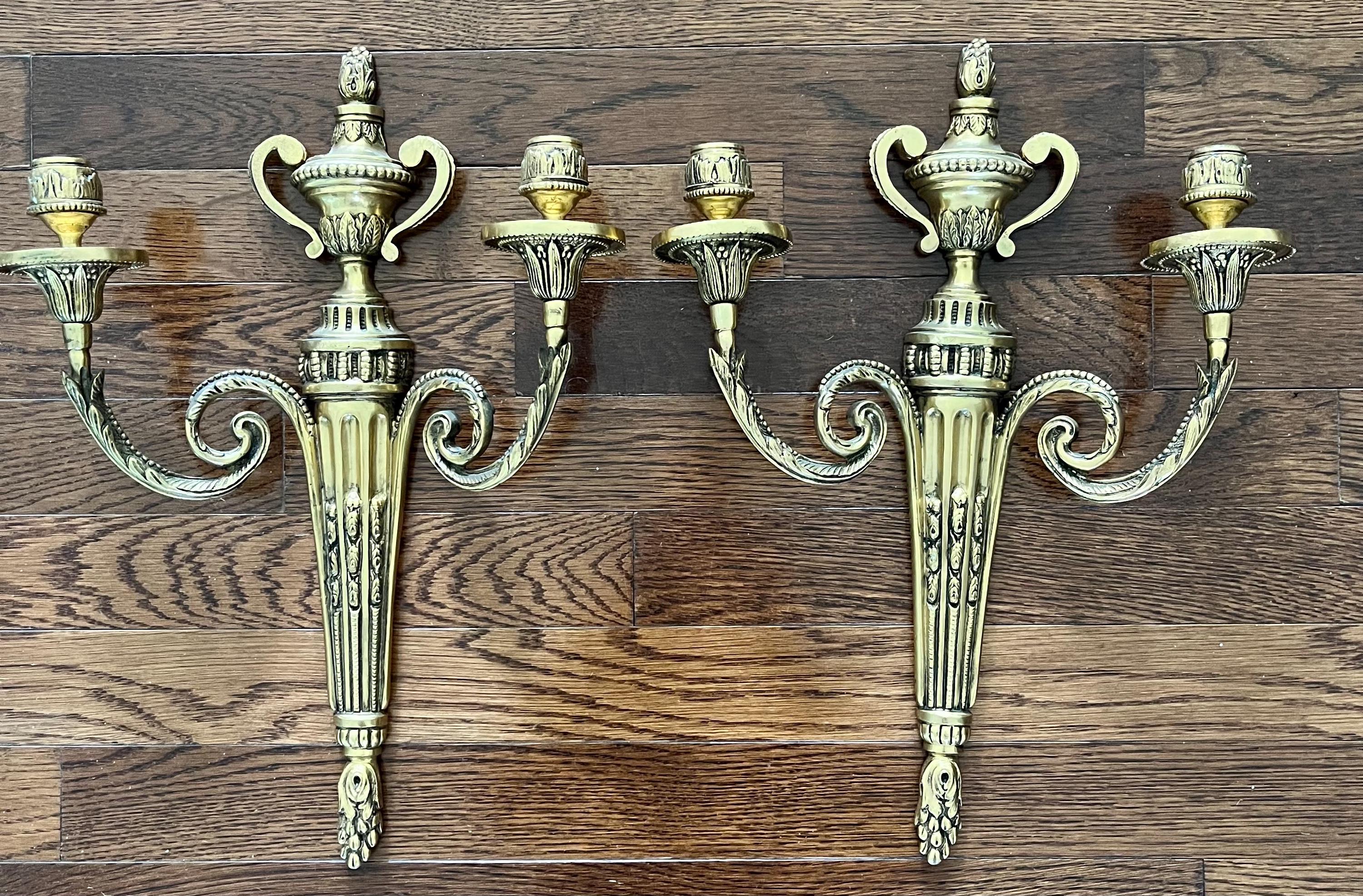 Pair of Mid Century Italian Brass Neoclassical Candle Wall Sconces - Etsy