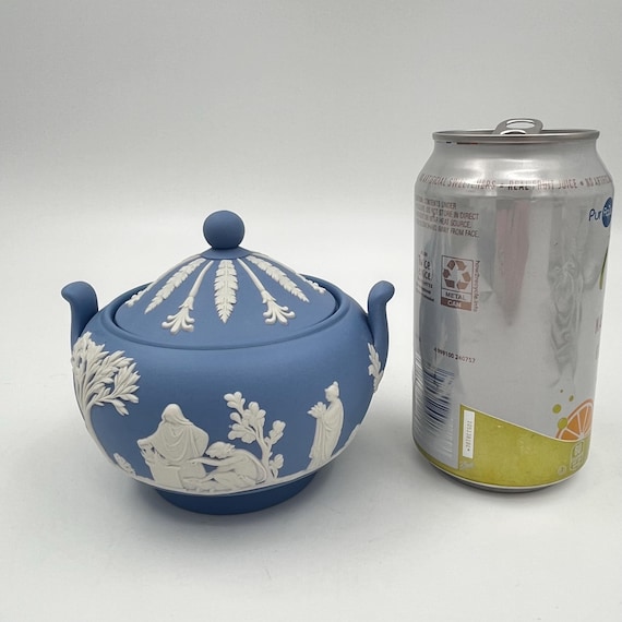 Vintage Wedgwood Blue Jasperware Covered Sugar Bowl or Lidded