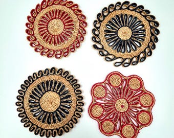 Vintage Boho Chic Raffia and Seagrass Trivets or Wall Hangings