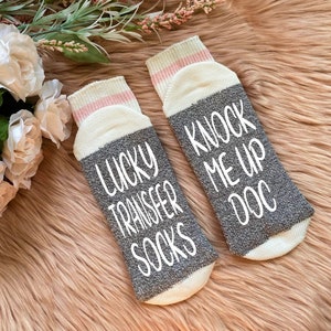 Lucky Transfer Socks- Knock Me Up Doc - Embabies - Transfer Day Socks - Transfer Day Gift - IVF Socks - Transfer Socks - IVF Gift - IUI