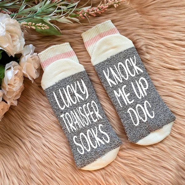 Lucky Transfer Socks- Knock Me Up Doc - Embabies - Transfer Day Socks - Transfer Day Gift - IVF Socks - Transfer Socks - IVF Gift - IUI