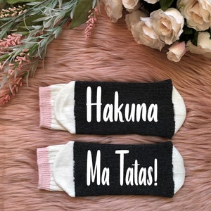 Hakuna Ma Ta Tas-Socks-Mastectomy Gift-Breast Cancer-Breast Cancer Gift-Cancer Care Package-Explant- Bii