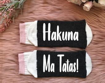 Hakuna Ma Ta Tas-Socks-Mastectomy Gift-Breast Cancer-Breast Cancer Gift-Cancer Care Package-Explant- Bii