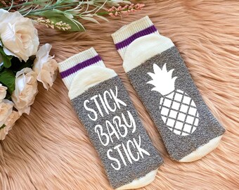 Stick Baby Stick- Pineapple - IVF - Lucky Transfer Socks- Transfer Day Socks - Transfer Day Gift - IvF Socks - Transfer Socks - IVF Gift-IUI
