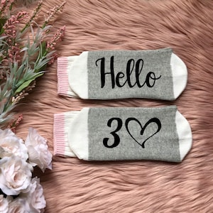 Hello 30 Socks -30th Birthday Gift-Birthday Socks-Thirty AF-Turning 30-30th Gift-BFF Birthday Gift