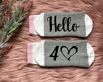 Hello 40 Socks -40th Birthday Gift-Birthday Socks-Forty AF-This is Forty-Turning 40-40th Gift-BFF Birthday Gift