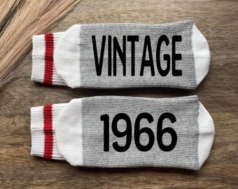 Vintage 1966 Socks- 60th Birthday Party - 60th Gift - Turning 60 Socks - Gifts for Him - Gifts for Her
