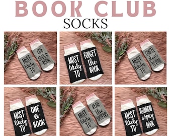 Most Likely To Book Club Socks - Book Cub Gift - Fun Book Club Clothing - Girls Night Gifts