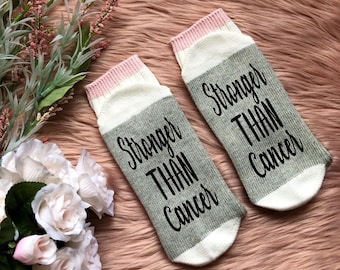 Stronger Than Cancer Socks-Cancer Socks-Kicking Cancer's Ass-Breast Cancer-Ovarian Cancer-Cancer Care Package-Chemo Gift