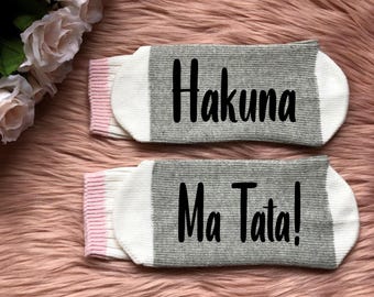 Hakuna Ma Ta Ta Socks-Mastectomy Gift-Breast Cancer-Breast Cancer Gift-Cancer Care Package-Explant- Bii
