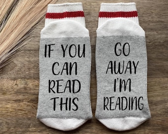 Go Away I'm Reading Socks - Reading Gift - Book Lover Gift - Book Club Gift - Bookstagram - Reader Gift