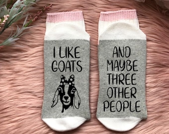 I Like Goats and 3 People Socks - Goat Gifts - Goat Lover Gift - Goat Theme Present -Girl Who Loves Goats