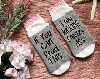 Kicking Cancer's Ass Socks-Cancer Socks-Breast Cancer-Ovarian Cancer-Cancer Care Package-Chemo Gift