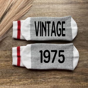 Vintage 1975- 50th Birthday Gift - Turning 50 - 50th Socks - 50th Birthday Party