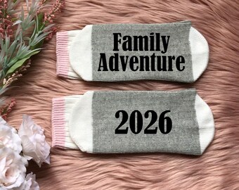 Family Adventure 2026 - Family Vacation - Family Trip Matching Socks - Custom Family Vacation Keepsake