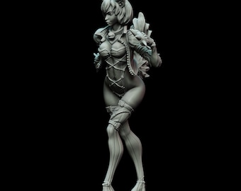Resin Catgirl Brawler Miniature, 32mm Scale