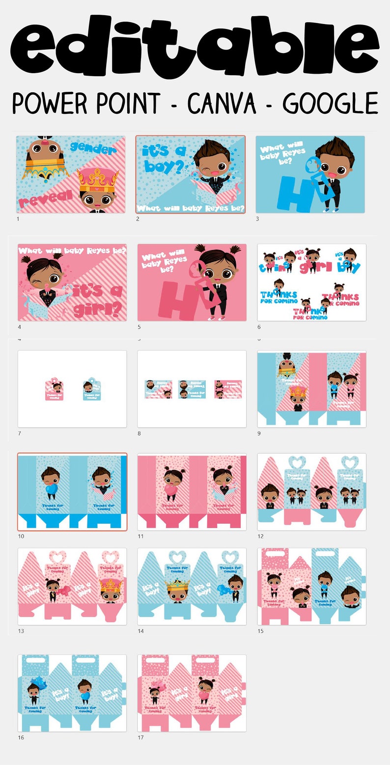 Gender Reveal Party Printables Box Digital Invitation EDITABLE - Etsy