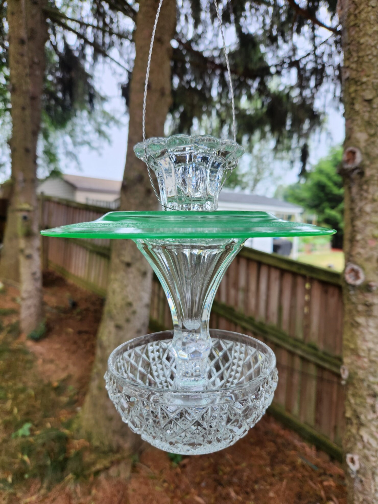 Vintage Glass Bird Feeder Depression Glass Bird Feeder Etsy