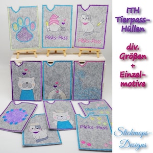 Stickdatei Set ITH Tierpasshüllen 13 Designs geeignet für den 13x18 Rahmen geeignet für den Heimtierausweis