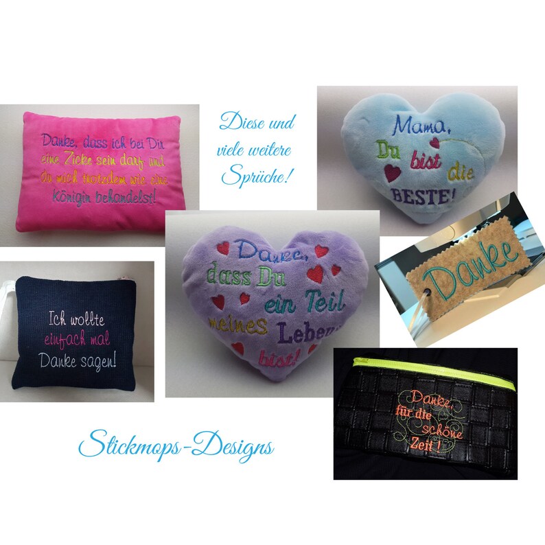 Stickdatei Set Danke Sprüche für Dein nächstes Geschenk zum Etsy