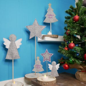 Christmas stick files embroidery file set for felt decoration with slot on shish kebab skewers and round sticks from 10x10