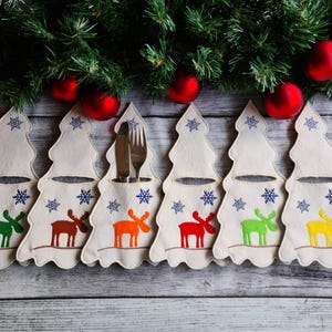 Stickdatei Set weihnachtliche ITH Bestecktaschen für 13x18 und 16x26 Rahmen