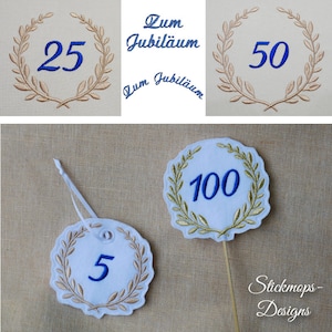 Embroidery file XXL set anniversary including ITH stick designs and pendants