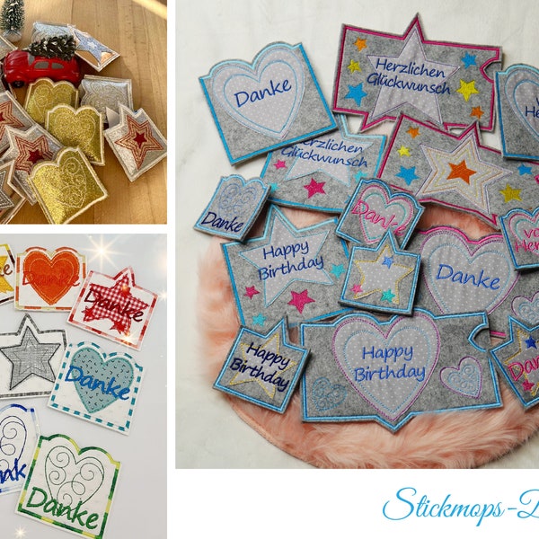 Embroidery File Set ITH Voucher and Chocolate Cases Thank you and birthday