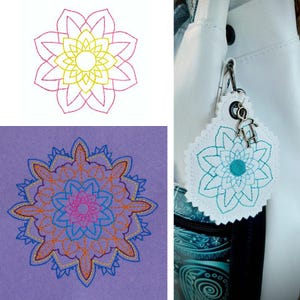 Embroidery file Mandala including ITH pendant in different sizes 10x10, 13x18 and other sizes