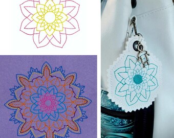 Embroidery file Mandala including ITH pendant in different sizes 10x10, 13x18 and other sizes