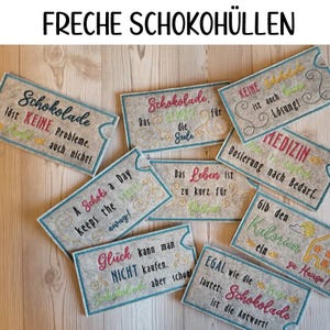 Embroidery file set ITH chocolate covers with sayings in 2 sizes