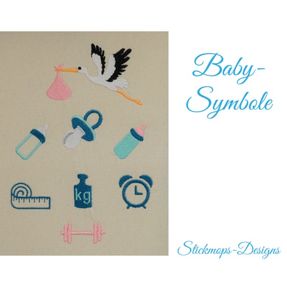 Baby Symbole Stickdatei Set Geburt Geschenk Uhr Massband Etsy