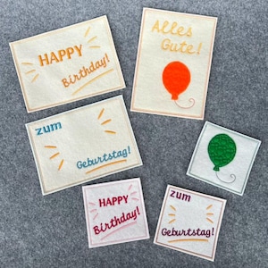 刺繍ファイルセットITHバースデーカード、ギフトバッグ10x10と13x18の説明書付き