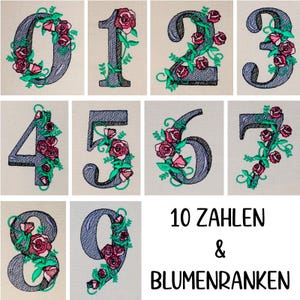 Embroidery file set flower numbers (full embroidery) + flower tendrils extra with roses