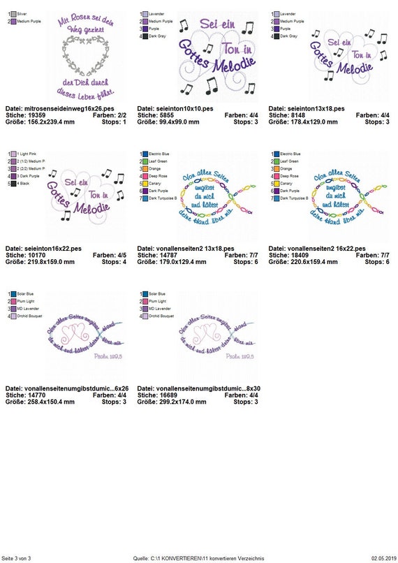 Stickdatei Set Christliche Sprüche Bibelverse Glaube Liebe Hoffnung Taufe Hochzeit Konfirmation Geburt Firmung Kommunion Gotteslob
