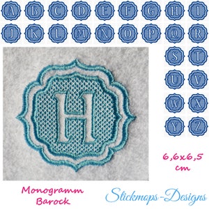 Embroidery file set monograms baroque suitable for terry cloth towels or blankets