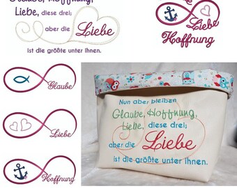 Fichier de broderie Foi Amour Espérance – Symbole chrétien pour baptême, mariage et naissance
