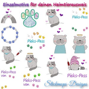 Embroidery file set motifs for the pet passport