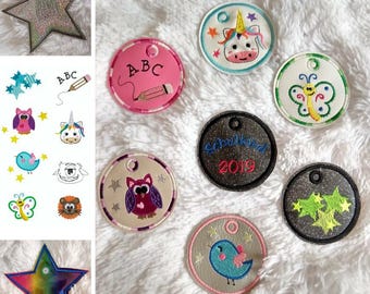 Conjunto de arquivos de bordado para o início das aulas para meninos e meninas com ITH, bordado completo e apliques