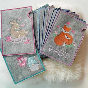 Borduurbestandenset ITH U-book covers voor U-books in het formaat Din A5 + individuele motieven hert, vos, kabouter, regenboog, mopshond, luiaard, konijn, mandala
