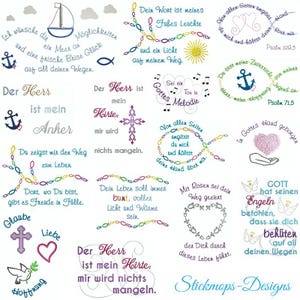 Embroidery File Set Christian Sayings – Bible Verses on Faith, Love, Hope | Baptism & Wedding | For Baptism, Confirmation, Communion, Confirmation