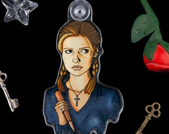 Buffy the Vampire Slayer Keychain, Buffy Summers Keychain - Halloween Keychain - 90s Keychains (1.3" x 2")