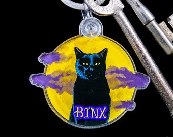 Thackery Binx Keychain, Binx Keychain, Hocus Pocus Keychain - Halloween Keychain - Halloween Christmas Ornament (1.25" x 0.97")