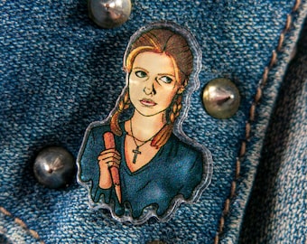 Buffy Summers Pin, Buffy the Vampire Slayer Pin - Acrylic Pin - 90s Pin - Original Art - Spooky Pin (0.82" x 1.25")