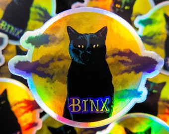 Thackery Binx Sticker, Hocus Pocus Sticker, Holographic Sticker - Halloween Sticker - Spooky Sticker (3" x 2.35")